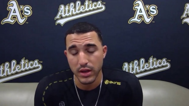 Ramon Laureano chokes up `and good things happen'